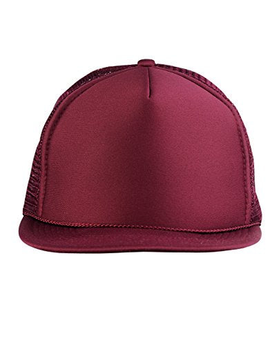 NYFASHION101 Plain Mesh Trucker Hat - Breathable 6-Panel Daily Snapback Cap, Customizable Ideal for DIY Embroidery & Patches - color: Maroon
