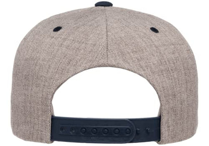 Yupoong Classics 6089 Wool-Blended Snapback Cap Bundle w/Cap Catcher - color: Heather/Navy