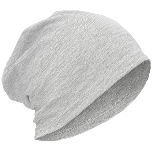 ROYBENS Lightweight 100% Cotton Slouchy Summer Beanie Men Women, Chemo Cap - color: 1pc Light Gray, size: Medium