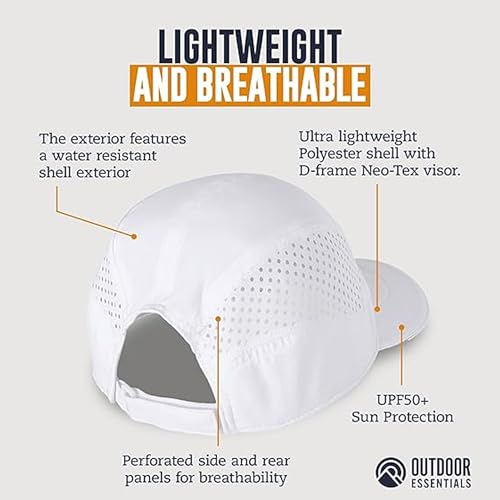 OutdoorEssentials Running Hat - Breathable Running Hats for Women & Men - Jogging Exercise Hiking Cap - Trail Baseball Tennis - color: White