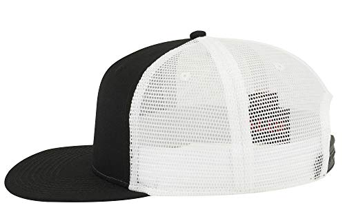 OTTO SNAP Hawaiian Pattern Square Flat Visor 6 Panel Pro Style Snapback Hat - color: Blk/Blk/Wht
