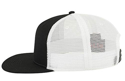 OTTO SNAP Hawaiian Pattern Square Flat Visor 6 Panel Pro Style Snapback Hat - color: Blk/Blk/Wht