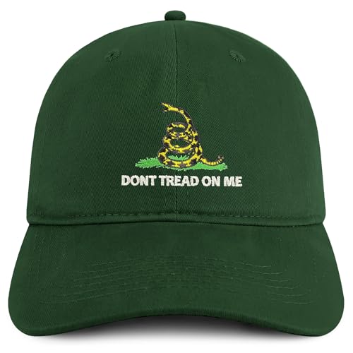 Trendy Apparel Shop Don't Tread on Me Embroidered Unstructured Cotton Dad Hat - color: Hunter
