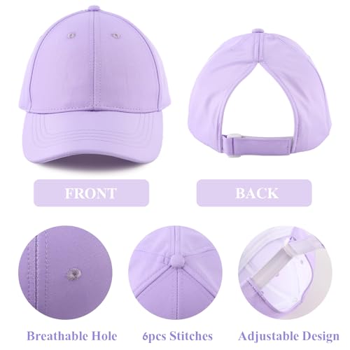 Zsedrut Girls Glitter Baseball Cap Kids Adjustable Ponytail Hat Toddler Summer Mesh Trucker Hats - color: Pure Purple