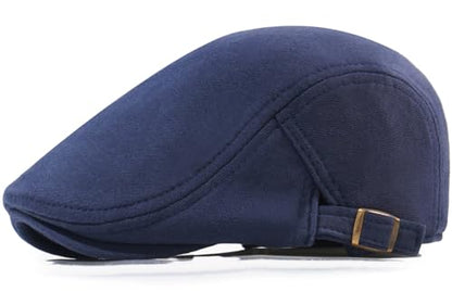 Men's Cotton Newsboy Hats Flat Ivy Gatsby Cap Irish Cabbie Ivy Driving Hunting Hat - color: Navy