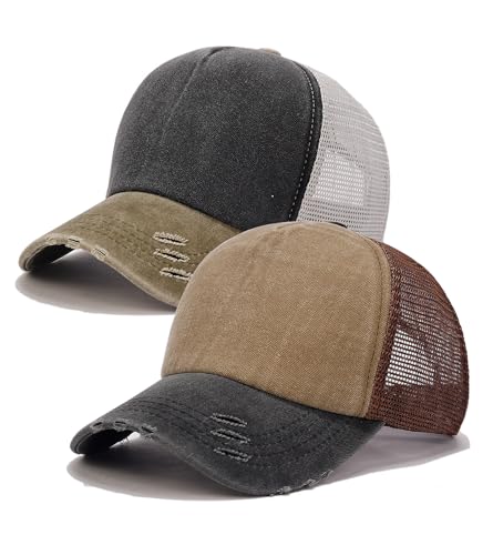 Lisianthus 2 Packs Vintage Washed Baseball Cap Unisex Mesh Dad Hat - color: Set 2