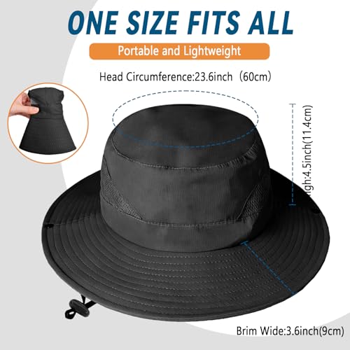ZOORON Sun Hats for Men Women, Wide Brim Safari Hats UV Protection UPF50+ Waterproof Boonie Hats for Fishing Hiking Camping - color: 1pack-black