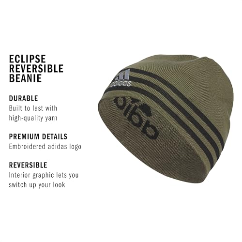 adidas Men's Reversible Skully Beanie - color: Eclipse/Olive Strata-shadow Olive/Black/Grey