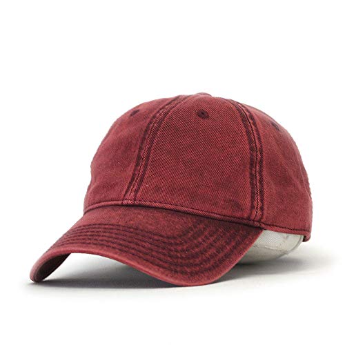 Heavy Washed Coated Canvas Wax-Look Adjustable Low Profile Men Women Baseball Cap - color: Snow Washed Maroon