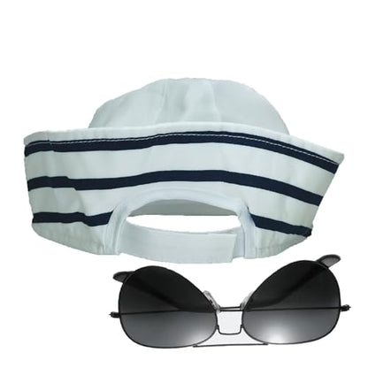 Sailor Hat Captain Navy Hat Adjustable Width Blue with White Sail Hats for Men Women Halloween Dressing Up Party Navy Costume Accessory