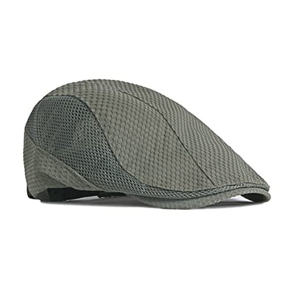 FASHIXD Mens Mesh Flat Caps Light Summer Beret Hat Breathable Newsboy Ivy Cap Cabbie Adjustable - color: Green