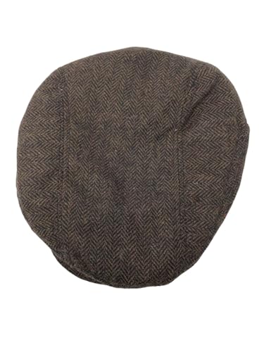 Traditional Men's Irish Flat Cap, 100% Wool Tweed, Made in Ireland - color: Dark Brown, size: Small