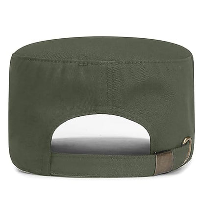 Men's Military Cadet Hat Flat Top Newsboy Cap - color: Green