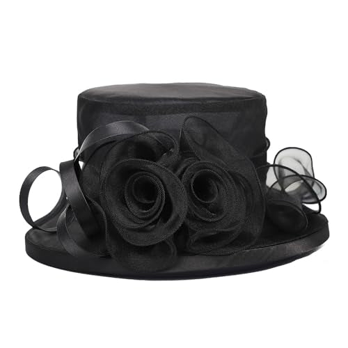 Floral Wedding Hat for Women's Tea Party Fascinators Kentucky Church Derby Hats - color: Black