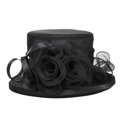 Floral Wedding Hat for Women's Tea Party Fascinators Kentucky Church Derby Hats - color: Black