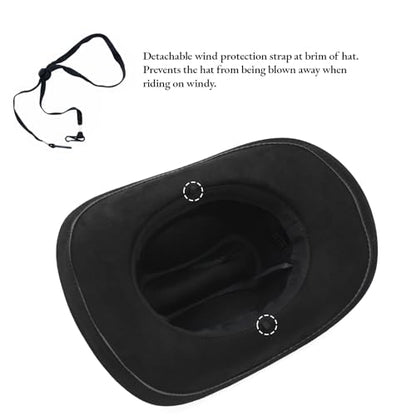 LIDHAY Cowboy Hat for Women Men with Shapeable Wide Brim Western Suede Hat for Cowboys and Cowgirls - color: Black