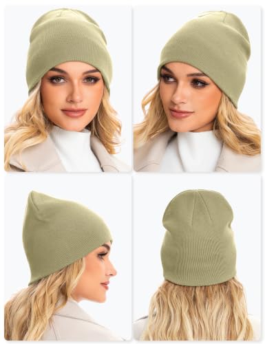 ROYBENS 100% Cotton Cuffless Beanie for Men Women Knit Fisherman Skull Cap - color: Khaki