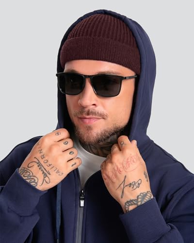 ROYBENS Short Fisherman Beanie for Men Women Wool Knit Warm Winter Hat Swag - color: 1pcs-dark Coffee