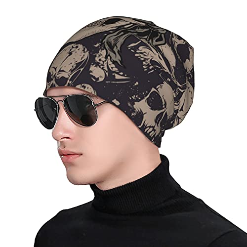 Gamepad Print Slouchy Beanie Skull Caps Chemo Hats Baggy Headwear for Men Women Jogging Cycling - color: Skull