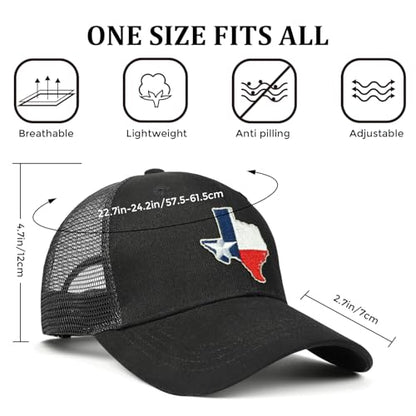 Embroidered State Flag Trucker Hat Mesh Adjustable Snapback Baseball Cap for Men Women - color: Texas