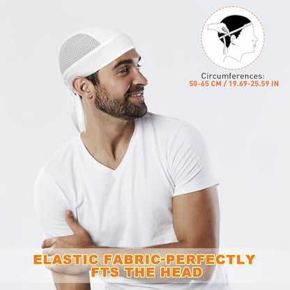 YANIKY Bandanas Skull Caps for Men, Women Skull Cap Helmet Liner Dew Rags - color: Black+white+grey