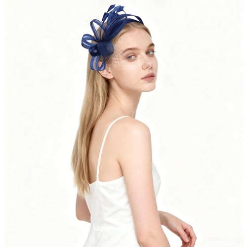 Fascinators Hats for Women, Fascinator Headband Tea Party Hat - color: Navy