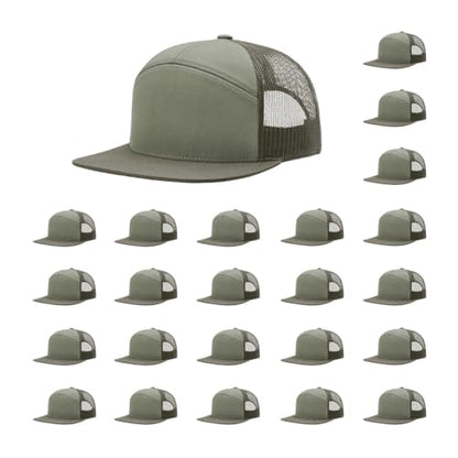 Richardson 168 Hi-Pro 7 Panel Adjustable Snapback Trucker Mesh Back Cap - color: Loden