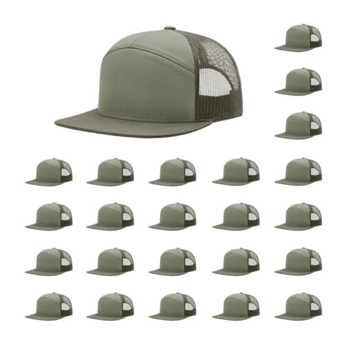 Richardson 168 Hi-Pro 7 Panel Adjustable Snapback Trucker Mesh Back Cap - color: Loden
