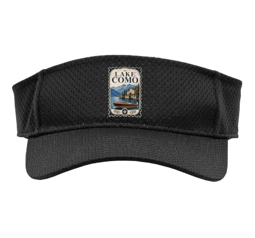 Vintage Lake Como Stamp Lakecore Italian Summer Sport Sun Visor - color: Black