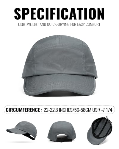 Croogo 5 Panel Running Hat Quick Dry Baseball Cap Sun UV Sports Outdoor Cap - color: Wbbc3-gray