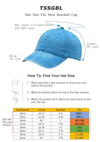 TSSGBL Unstructured Distressed Baseabll Cap Cotton Soft Dad Hat Adjustable Low Profile Headwear Ball Caps for Women Men - color: Distressed-denim-black, size: Medium-Large