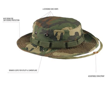 Boonie Hat - color: Woodland Camo, size: 7 3/4