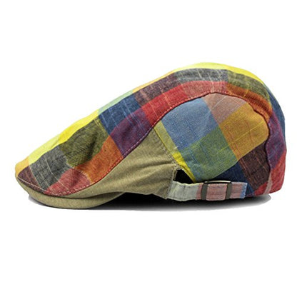 Men's Plaid Striped Newsboy Ivy Flat Driving Golf Cap - color: 7#