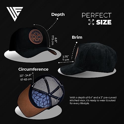 Urban Effort Trucker Hat for Men & Women, Mesh Back Baseball Cap, 5 Panel - color: Black, style: Classic Snapback