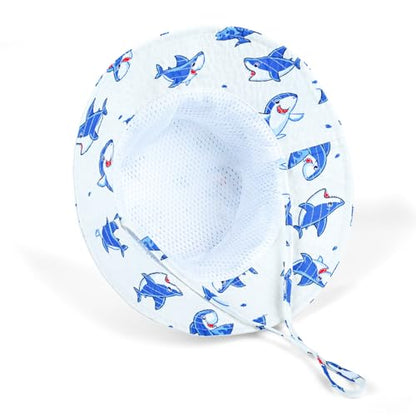 Kids Toddler Baby Boy Sun Hat Summer Bucket Hats with UPF 50+ UV Sun Protective - color: Shark, size: 0-6 Months