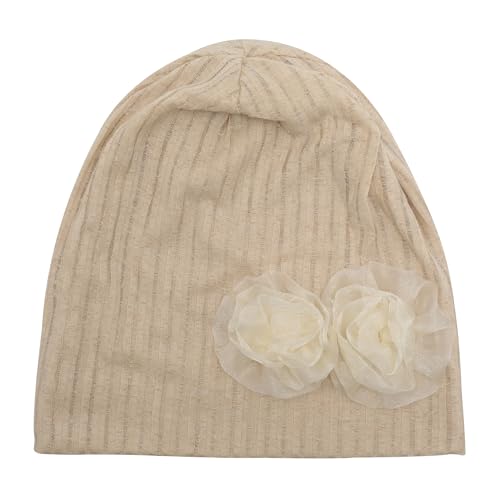 ZLYC Women Slouchy Beanie Hat Summer Knit Chemo Headwear - color: Flower Beige