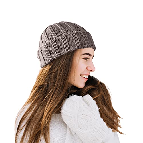 TINKUY Peru Alpaca Wool Blend Cuffed Beanie Hat for Men and Women, Warm Winter Knit Cap, Handmade in Peru, Unisex One Size - color: Beige