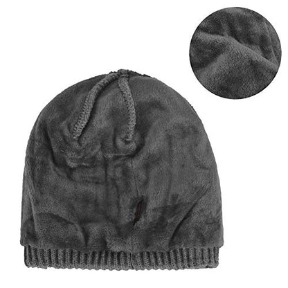 Women's Soft Knitting Visor Beanie Winter Hat with Brim Fleece Lining Baseball Cap - color: Gray