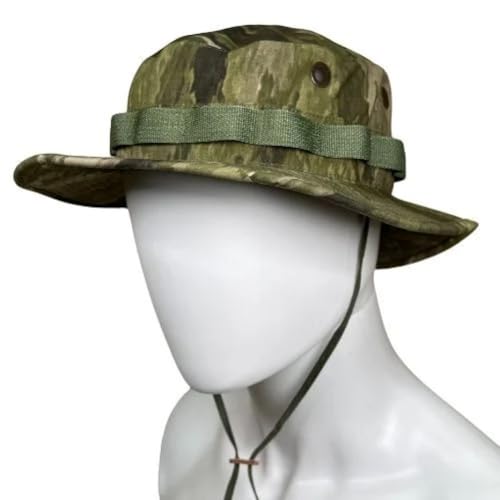 Military Boonie Hat, A-TACS Camo Pattern, Tactical Sun Hat with Chin Strap - color: A-tacs Ix, size: 7