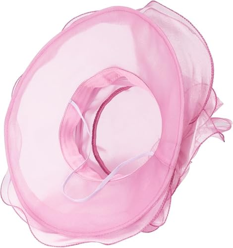 ORIDOOR Women’s Organza Church Tea Party Wedding Fascinator Derby Hat Wide Brim Sun Hats - color: Light Pink