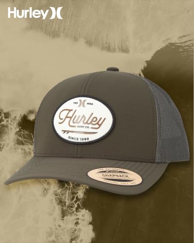 Hurley Mens Hat Beach Break Trucker Water Resistant Baseball Cap - color: Olive Canvas