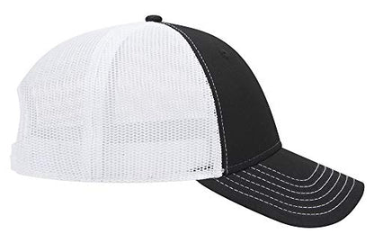 OTTO 6 Panel Low Profile Contrast Vertical Mesh Back Cap - color: Blk/Blk/Wht