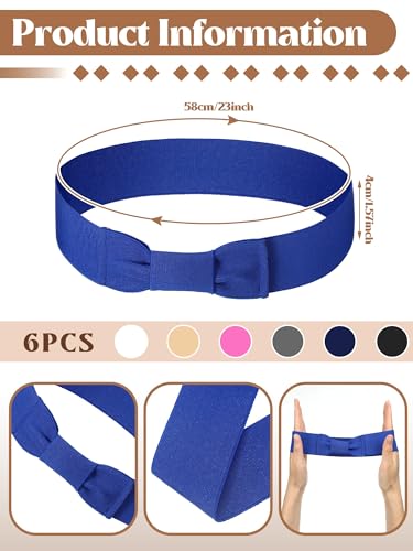 Tigeen 6 Pcs Bowknot Hat Band for Women Cowboy Panama - color: Cool Colors