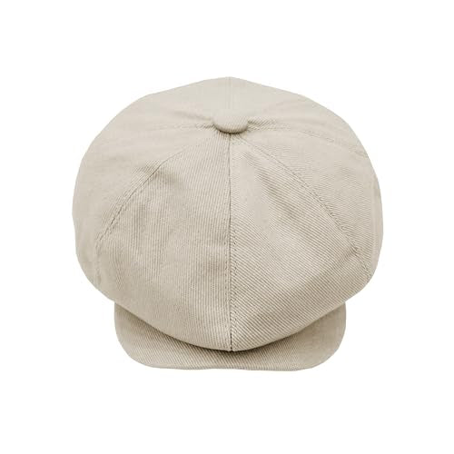 Newsboy Hats for Men Flat Cap Cotton Caps for Men Classic 8 Panel Ivy Hat Driver Cap for Women (Cotton, Denim) - color: Beige