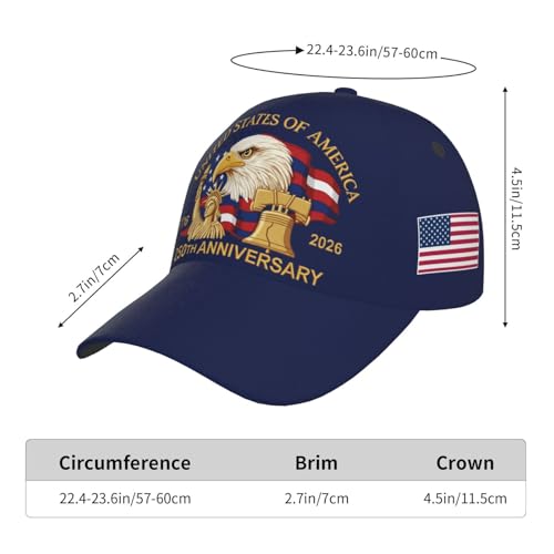 American Flag Baseball Caps Embroiderred USA Flag Patriotic Dad Hat Adjustable Trucker Hats for Men Women - color: Usa 250th Anniversary -Navy Blue