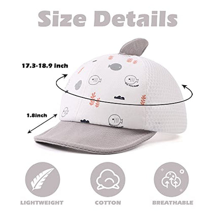 JANGANNSA Baby Duck Cap Infant Kids Sun Hat Bear Cute Cartoon Caps Spring Summer - color: Mesh Gray Shark, size: 3-18 Months