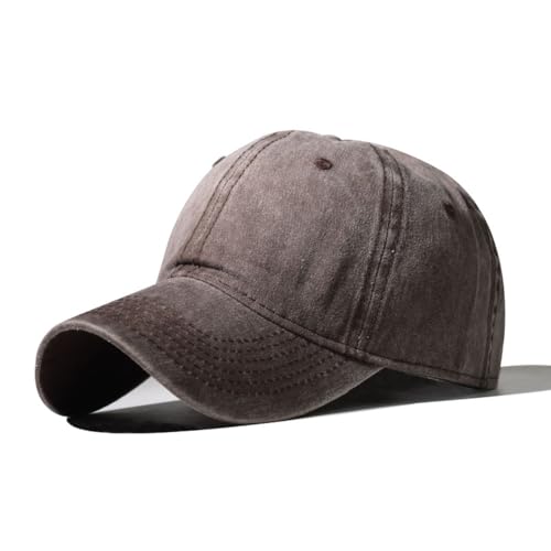 Classic Vintage Distressed Baseball Cap, Washed Cotton, Adjustable Fit - color: B-brown