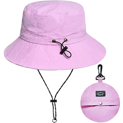 Waterproof Bucket Hat for Women and Men - UV Protection Beach Sun Hat Fishing Safari Boonie Hat Rain Hat Adjustable Packable - color: Purple - Waterproof