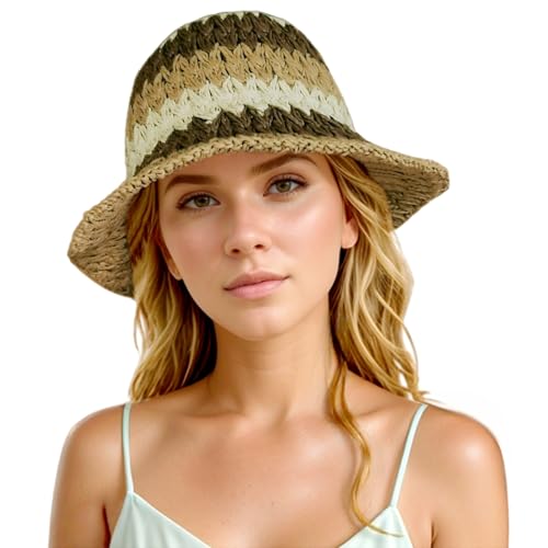 Floppy Big Beach Straw Hats for Women Foldable Summer Wide Brim Packable Sun Hat Womens Travel Straw Fedora Hat - color: Floral-5