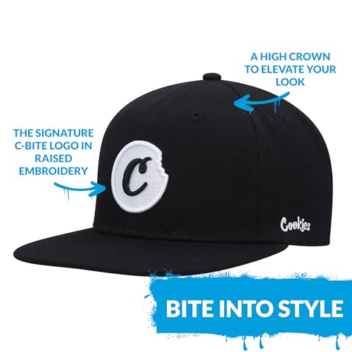Cookies C-BITE Twill Snapback Cap, Embroidered Logo - color: White/ Cookies Blue